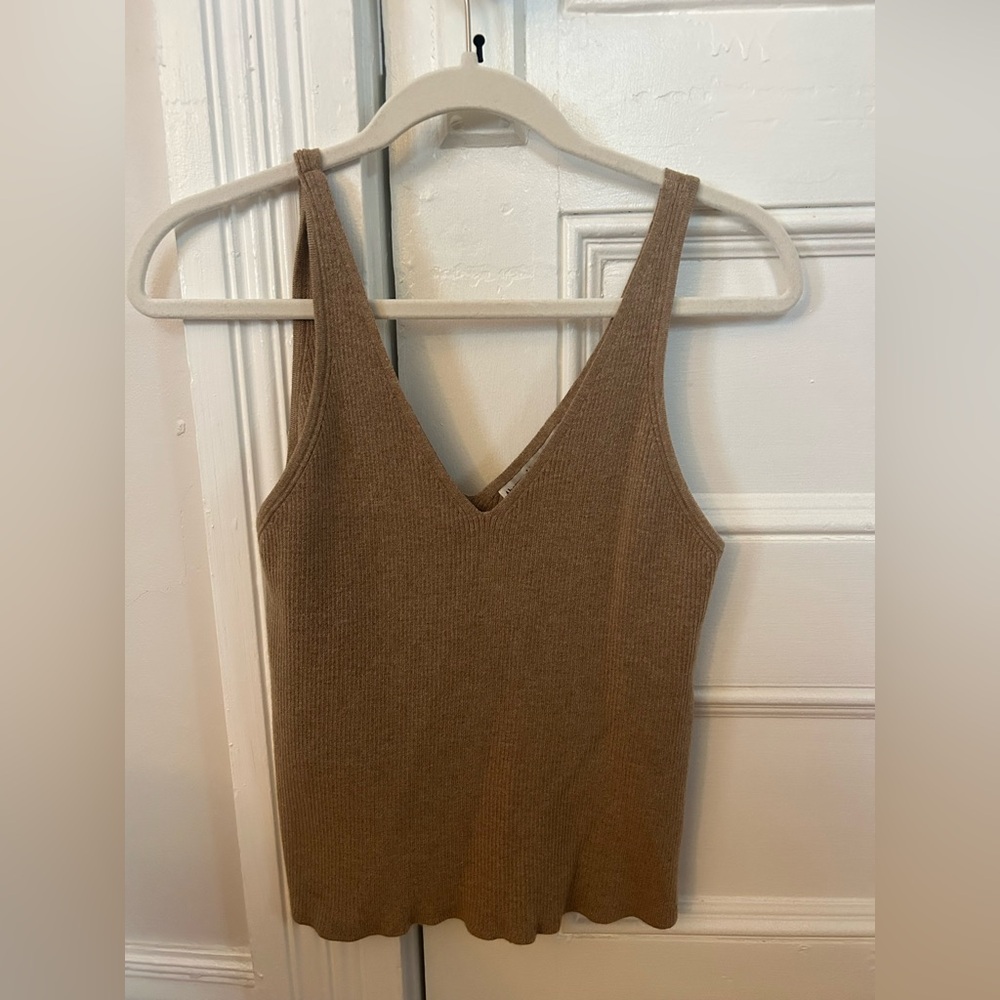 Abercrombie & Fitch Tan Ribbed Knit Top